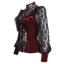 Load image into Gallery viewer, ESHT01502 red fringed iris mesh Goth Shirt