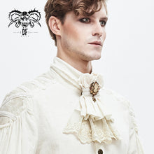 Load image into Gallery viewer, AS058 steampunk Cameo cream dark fringe jacquard cotton and linen lace bow tie
