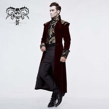 Load image into Gallery viewer, CT11802 western fashion noble party golden embroidery wine fleece men long coat