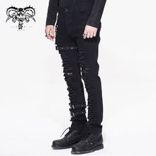 Load image into Gallery viewer, PT040 daily life wear men metallic punk broken holes trousers with loops