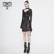 Load image into Gallery viewer, SKT104 Circuit diagram flocking printed flared sleeve dress
