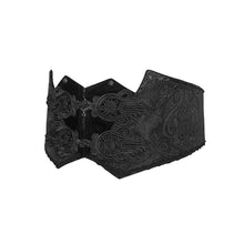 Load image into Gallery viewer, AS062 men embroidery chinese frog lace up black Gothic jacquard belts with zipper