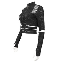 Load image into Gallery viewer, TT237 Punk daily High Neck Elastic Long Sleeve Women's T-Shirt