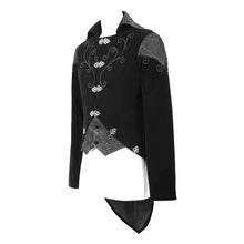 Load image into Gallery viewer, CT14001 vintage fastener gothic men black fake two pieces embroidered velvet jackets
