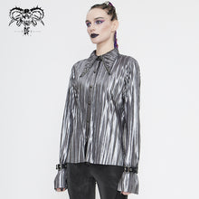 Load image into Gallery viewer, SHT05502 Cyberpunk silver black pleated blouse