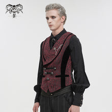 Load image into Gallery viewer, WT07002 Gothic dark pattern black and red vest (with brooch)