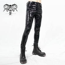 Load image into Gallery viewer, PT133 Cyber punk circuit printed high quality stretchy glazed leather men tight trousers