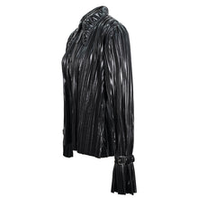 Load image into Gallery viewer, SHT05501 Cyberpunk bright black pleated blouse