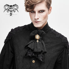 Load image into Gallery viewer, AS068 unisex style Cameo dark fringe jacquard cotton and linen black men lace bow tie