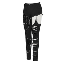 Load image into Gallery viewer, PT121 Punk asymmetrical spliced broken hole women worn out pants with chains