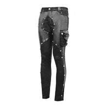 Load image into Gallery viewer, PT115 patchwork asymmetric rivet studded punk leather men trousers