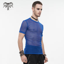 Load image into Gallery viewer, TT03905 party blue diamond-shaped net basic style short sleeve men T-shirts
