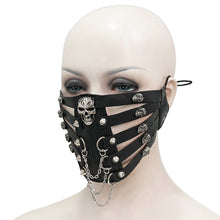 Load image into Gallery viewer, MK005 Black metallic skull hollow out punk mask for women and men