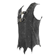 Load image into Gallery viewer, TT127 Summer wasteland punk worn dark dirty sleeveless men fitted vest with loops