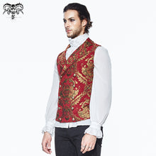 Load image into Gallery viewer, WT01303 devil fashion pirate costume Gothic patterned red and gold men short fitted waistcoats