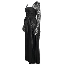 Load image into Gallery viewer, ESKT03701 Black Satin Lace Long Sleeve Gown Dress