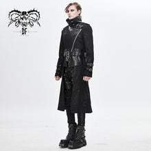 Load image into Gallery viewer, CT143 winter military uniform open collar printed punk men belted long coat with bag