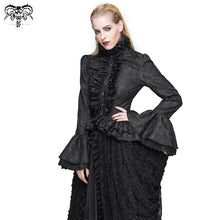 Load image into Gallery viewer, SHT01701 Women short front and long back flared sleeves Gothic black ruffled lace blouse