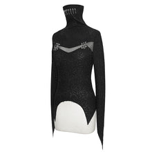 Load image into Gallery viewer, TT152 Punk black turtleneck dark pattern winter long sleeves sexy women t-shirts