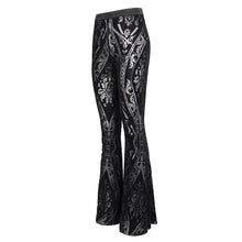 Load image into Gallery viewer, PT192 Gothic flocked pattern basic style flared trousers