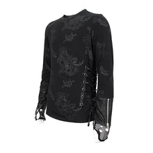 Load image into Gallery viewer, TT204 Men Torn Spider Web Printed Long Sleeve T-Shirt