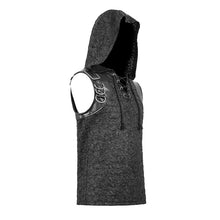 Load image into Gallery viewer, TT137 Devil fashion biker punk rock metallic hooded tattered knit men top