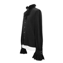 Load image into Gallery viewer, SHT04101 everyday summer Gothic embroidered long sleeves chiffon men shirts with necktie