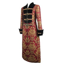 Load image into Gallery viewer, CT096 Pirate style red and gold jacquard gothic pattern men long coat
