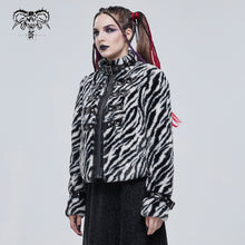 Load image into Gallery viewer, CT182 women black and white striped quilted wool jacket