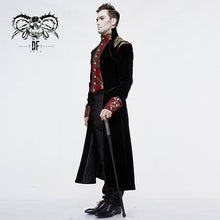 Load image into Gallery viewer, CT11801 Gothic jacquard black stand collar embroidery men long coat