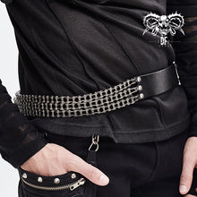 Load image into Gallery viewer, AS070 heavy metal bicycle chain motorcycle punk men black leather belt