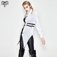 Load image into Gallery viewer, SHT037 everyday asymmetric white punk women cotton long blouse with dovetail