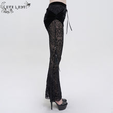 Load image into Gallery viewer, EPT012 Fake two-piece flocked mesh flared pants