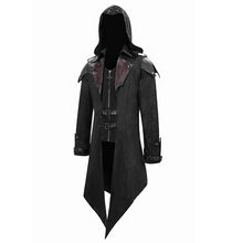 Load image into Gallery viewer, CT06901 movie actor false two pieces black hooded leather long coats for men