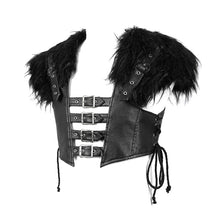 Load image into Gallery viewer, WT030 Hallowmas darkness punk men fur shawl short leather vests with loops