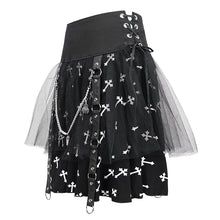 Load image into Gallery viewer, SKT15702 punk women black and white cross printed skirt