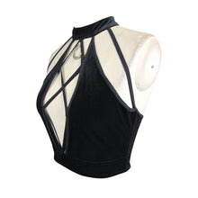 Load image into Gallery viewer, TT088 everyday summer dense velvet moon pendant sexy women vest with chest straps