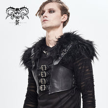 Load image into Gallery viewer, WT030 Hallowmas darkness punk men fur shawl short leather vests with loops