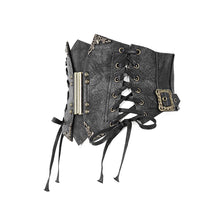 Load image into Gallery viewer, AS045 women brown slim Steampunk curly grain texture lace up leather corset
