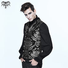 Load image into Gallery viewer, WT01302 Gothic high quality western fashion black and silver palace floral men short waistcoats