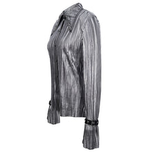 Load image into Gallery viewer, SHT05502 Cyberpunk silver black pleated blouse