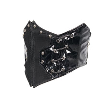 Load image into Gallery viewer, AS074 Cyberpunk bright leather women lace up mesh belts