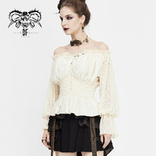 Load image into Gallery viewer, TT15102 pure princess lolita everyday wearing off shoulder lantern sleeves girls lace top