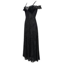 Load image into Gallery viewer, ESKT036 sexy ladies horizontal neck high slit gothic party slip dress black