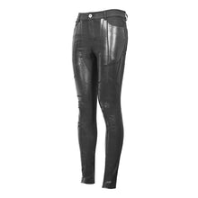 Load image into Gallery viewer, PT132 Robot armor gloss printing skinny black stretch men trousers