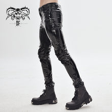 Load image into Gallery viewer, PT127 devil fashion kneepad tight cyberpunk fetish men patent leather trousers