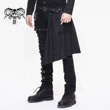 Load image into Gallery viewer, PT032 adjusted loops punk rock broken holes black men ripped trouser with skirt