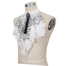 Load image into Gallery viewer, AS121 Black Thread Embroidered White Gothic Bow Tie