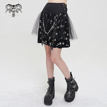 Load image into Gallery viewer, SKT15702 punk women black and white cross printed skirt