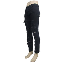 Load image into Gallery viewer, PT040 daily life wear men metallic punk broken holes trousers with loops